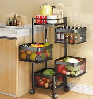 4 Layer Square Shape Kitchen Rack